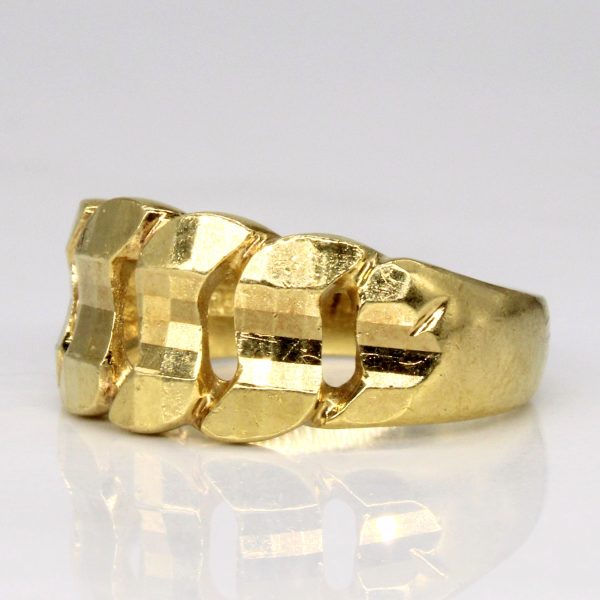 18k Yellow Gold Cuban Link Ring | SZ 6.75 | Fashion