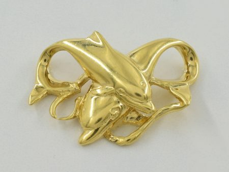 14k Yellow Gold Double Dolphin Pendant | Supply