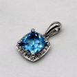 Blue Topaz & Diamond Pendant | 0.90ct, 0.04ctw | Discount