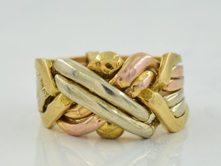 14k Tri Tone Gold Puzzle Ring | SZ 7.5 | Online Hot Sale