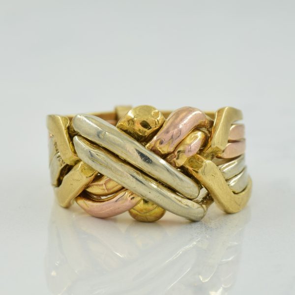 14k Tri Tone Gold Puzzle Ring | SZ 7.5 | Online Hot Sale