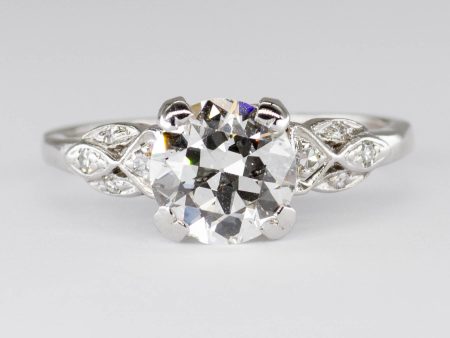 Art Deco Old European Diamond Platinum Ring | 1.75ctw, 0.09ctw | Sz 7.25 For Discount