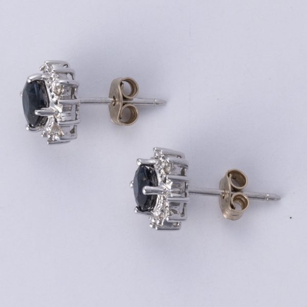 14k White Gold Sapphire & Diamonds Earrings | 0.08 ctw Online now