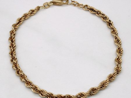 10k Yellow Gold Rope Chain Bracelet | 8  | Fashion