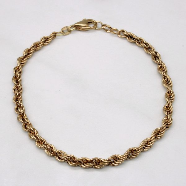 10k Yellow Gold Rope Chain Bracelet | 8  | Fashion