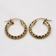 10k Yellow Gold Lattice Hoop Earrings For Sale