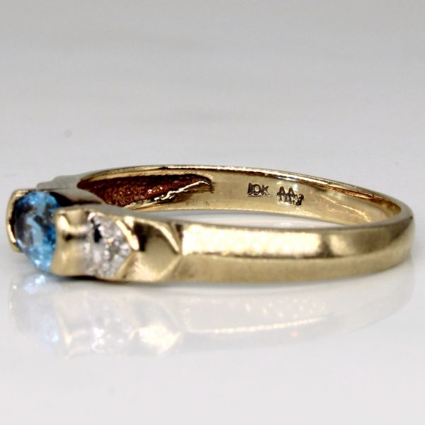 Blue Topaz & Diamond 10K Cocktail Ring | 0.50ct, 0.01ctw | SZ 6.5 | Online now