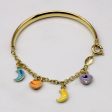 18k Yellow Gold Enamel Moon & Heart Bracelet | 5  | Cheap