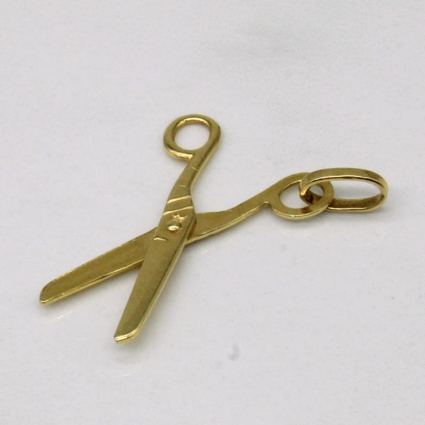 18k Yellow Gold Scissor Pendant Online Sale