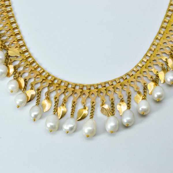 18K Yellow Gold Filigree Peal Necklace | 16 | Online Hot Sale