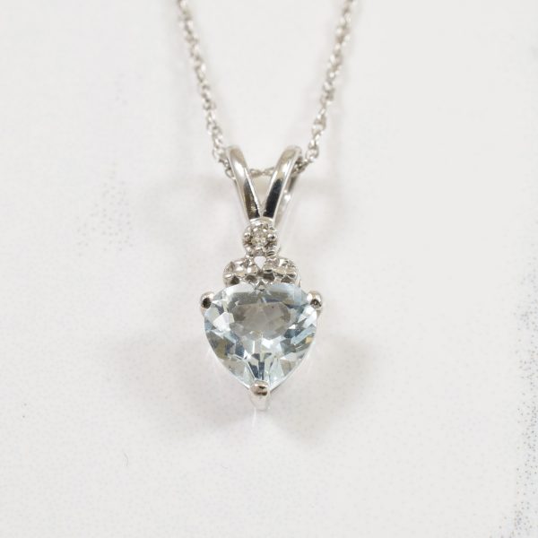 Aquamarine & Diamond Necklace | 0.01ctw, 0.70ct | 18  | Fashion