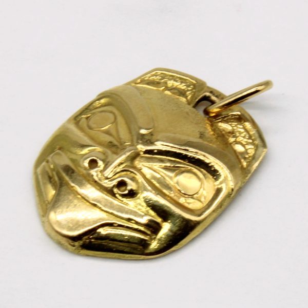 18k Yellow Gold Indigenous Art Mask Pendant on Sale