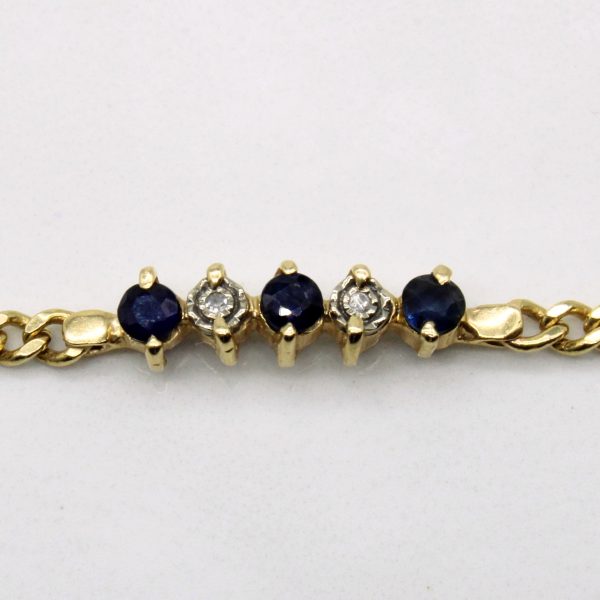 14k Yellow Gold Sapphire & Diamond Chain Bracelet | 0.21ctw, 0.02ctw | 6.5  | For Discount