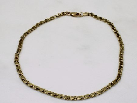 14k Yellow Gold Heart Link Bracelet | 9.5  | Sale