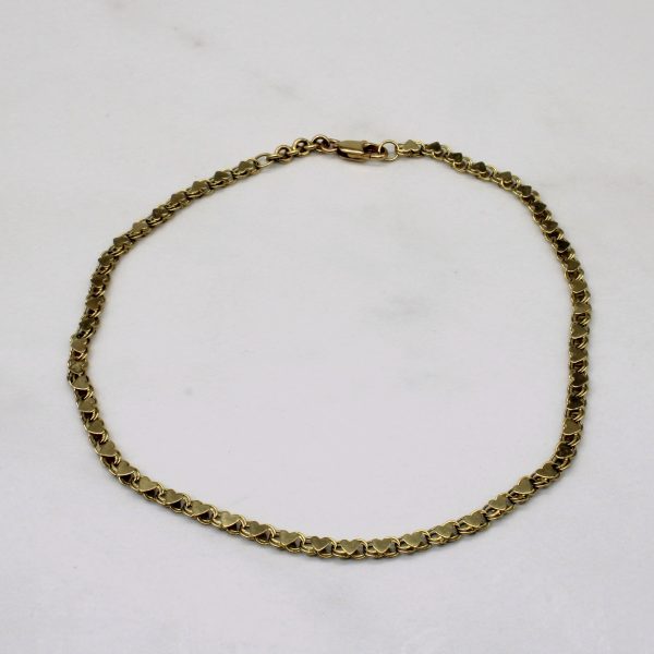 14k Yellow Gold Heart Link Bracelet | 9.5  | Sale