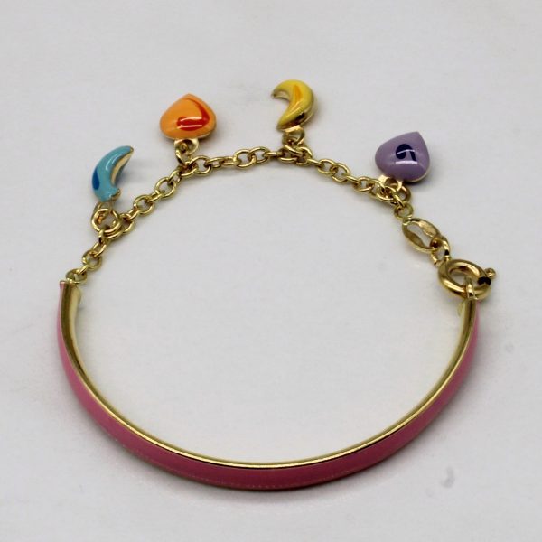 18k Yellow Gold Enamel Moon & Heart Bracelet | 5  | Cheap