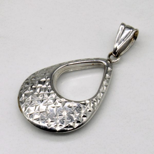 14k White Gold Teardrop Pendant Online now