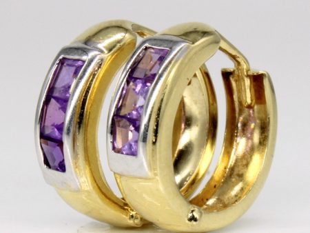 Channel Set Amethyst Hoop Earrings | 0.72ctw | For Sale