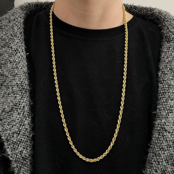 18k Yellow Gold Rope Chain | 28 | Online now