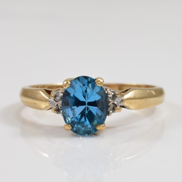 Blue Topaz & Diamond Ring | 1.00ct, 0.03ctw | SZ 7 | Sale