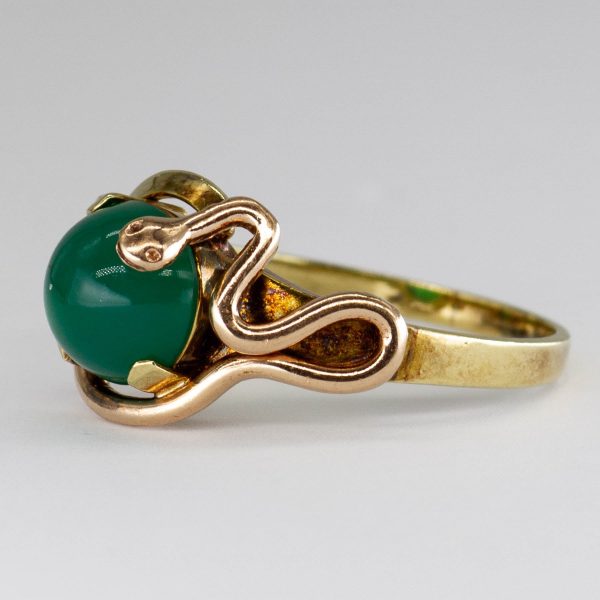 Antique Victorian Chrysoprase Cabochon Snake 14k Ring | 1.8ctw | SZ 7.5 | Hot on Sale