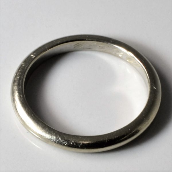 1969 Hallmarked 18k White Gold Band | SZ 8.5 | For Sale