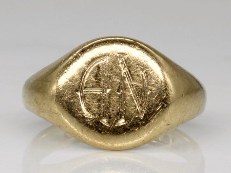 9k Yellow Gold  A.N.  Signet Ring | SZ 5.25 | on Sale