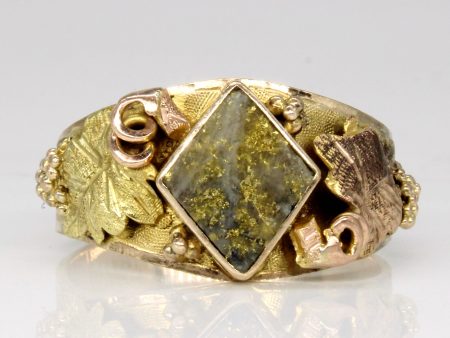 9k Two Tone Gold Bearing Quartz Ring | SZ 11 | Cheap