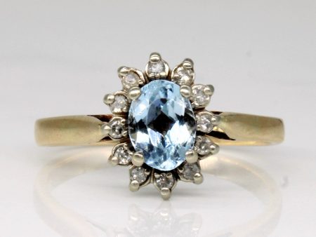 Aquamarine & Diamond Cluster Set Ring | 0.45ct, 0.10ctw | SZ 7.75 | For Discount