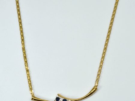 Bypass Sapphire & Diamond Gold Necklace | 0.39ctw | 0.10tw | 17 | Sale