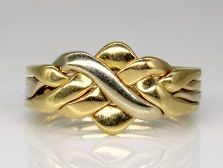 18k Tri Tone Gold Solved Puzzle Ring | SZ 10 | For Sale