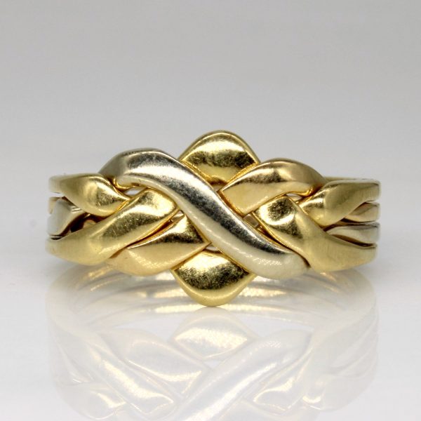 18k Tri Tone Gold Solved Puzzle Ring | SZ 10 | For Sale