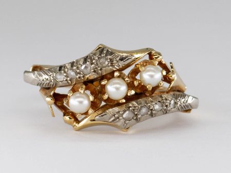 Vintage Pearl & Rose Cut Diamond 18k Ring | 0.08ctw | SZ 6.75 | Fashion