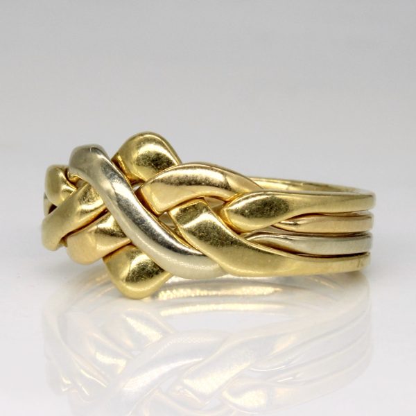 18k Tri Tone Gold Solved Puzzle Ring | SZ 10 | For Sale