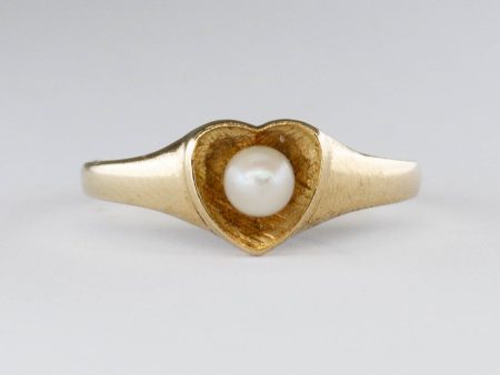 Vintage Pearl Heart 10k Ring | SZ 3.75 | on Sale