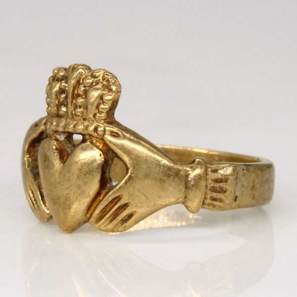 9k Yellow Gold Claddagh Ring | SZ 6 | Hot on Sale