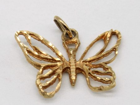 9k Yellow Gold Butterfly Pendant For Sale