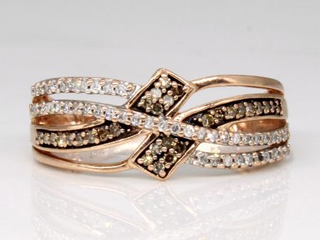 Brown & White Diamond Waterfall Ring | 0.35ctw | SZ 6.5 | Sale