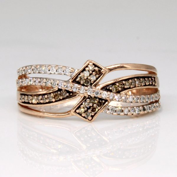 Brown & White Diamond Waterfall Ring | 0.35ctw | SZ 6.5 | Sale