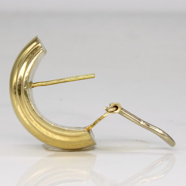 14k Yellow Gold Half Hoop Earrings For Sale