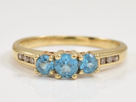 Blue Topaz & Diamond Ring | 0.40ctw, 0.06ctw | SZ 5.5 | on Sale