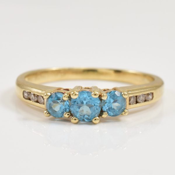 Blue Topaz & Diamond Ring | 0.40ctw, 0.06ctw | SZ 5.5 | on Sale