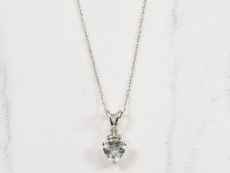 Aquamarine & Diamond Necklace | 0.01ctw, 0.70ct | 18  | Fashion