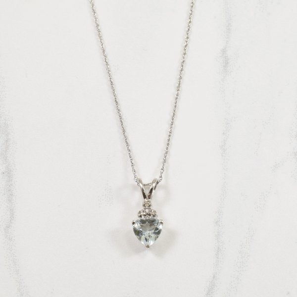 Aquamarine & Diamond Necklace | 0.01ctw, 0.70ct | 18  | Fashion