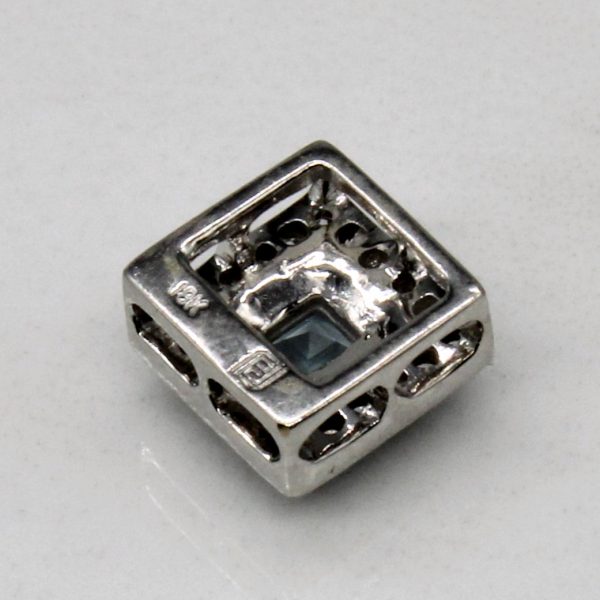 Aquamarine & Diamond Square 18k White Gold Pendant | 0.33ct, 0.10ctw | Online