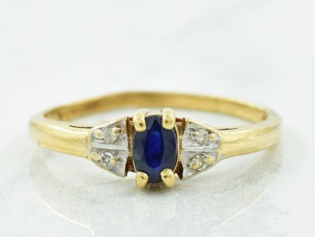 Blue Sapphire & Diamond Ring | 0.22ct, 0.02ctw | SZ 7.5 | Discount