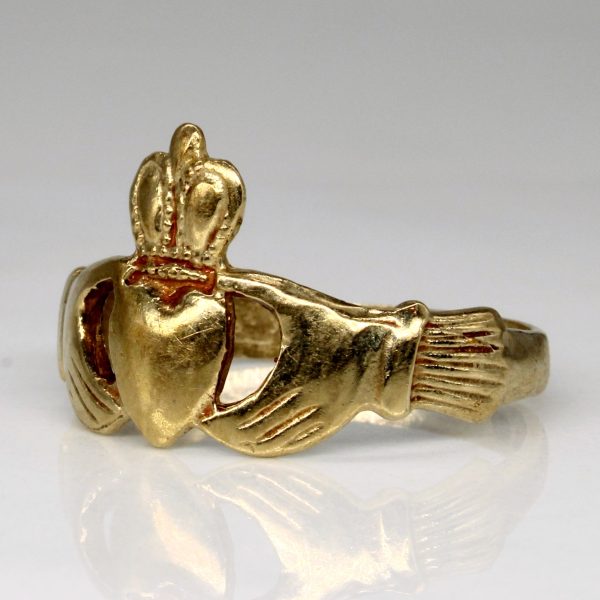 9k Yellow Gold Claddagh Ring | SZ 7.5 | Hot on Sale