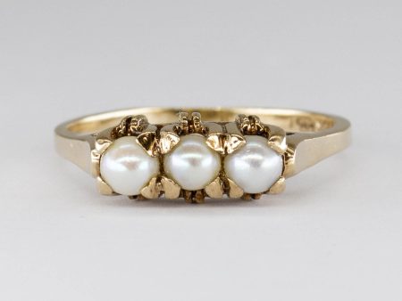 Vintage Three Pearl 10k Ring | SZ 7.75 | Sale