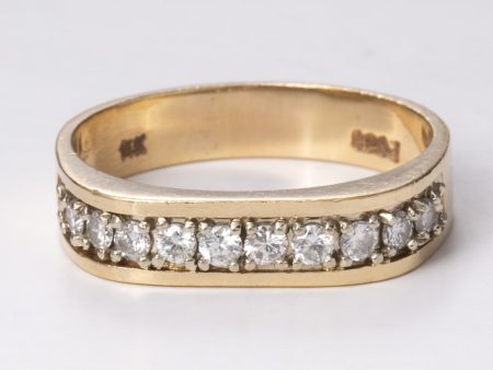 Yellow and White Gold Square Shaped Diamond 14k Band | 0.40 ctw | Sz 9 Sale