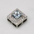 Aquamarine & Diamond Square 18k White Gold Pendant | 0.33ct, 0.10ctw | Online